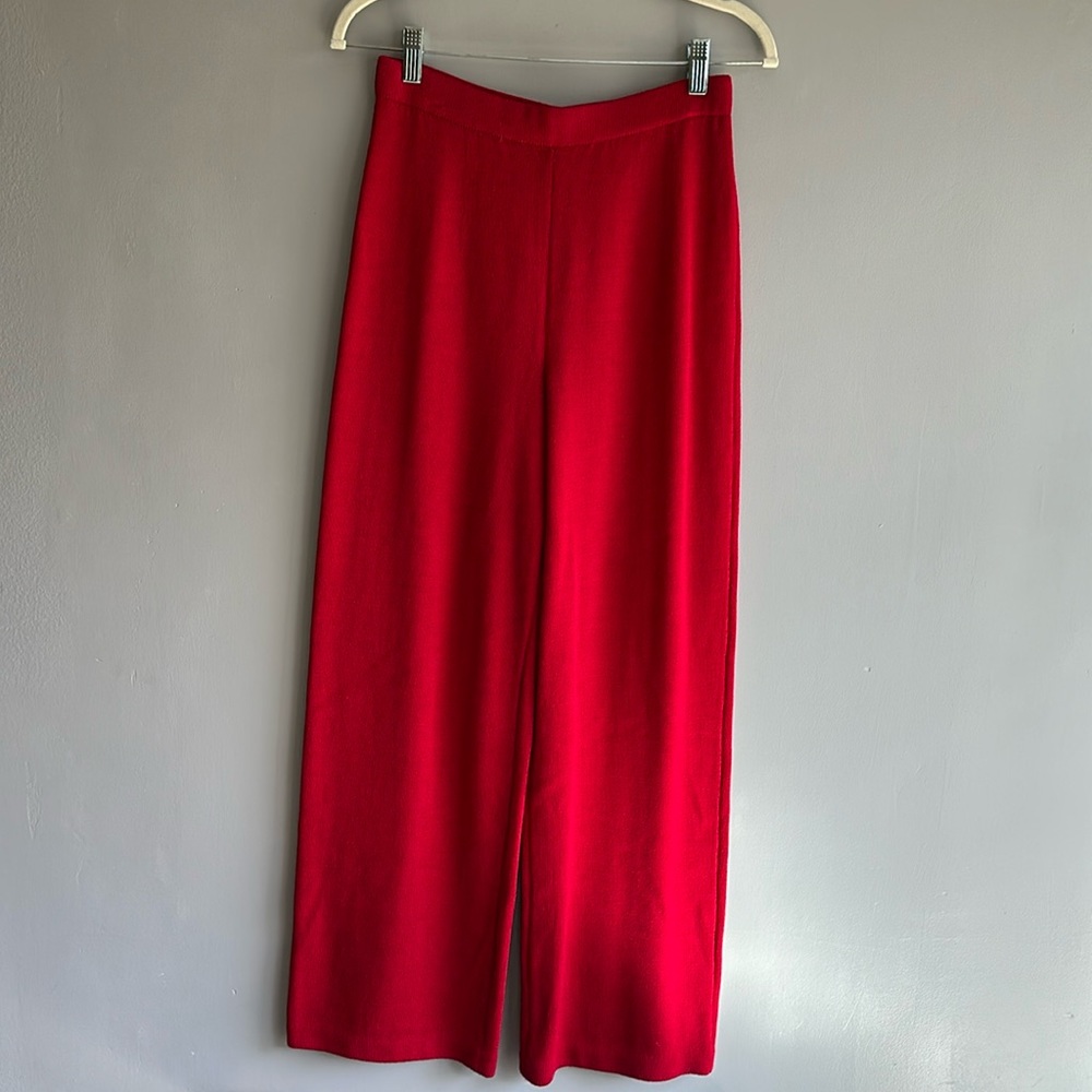 St. John red high waist wide leg pants size 4